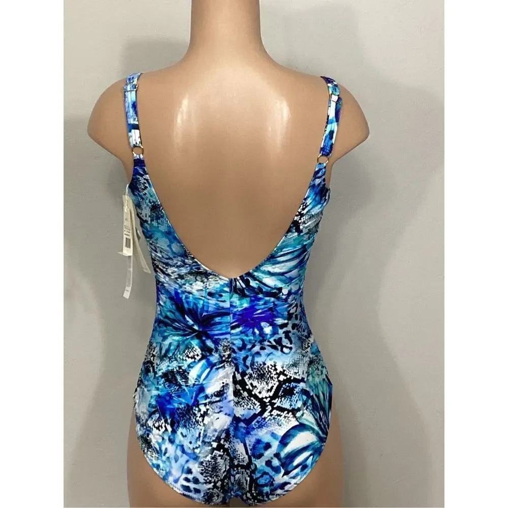 New. GOTTEX cheetah and snake print lace up swimsuit. MSRP $228. Size 10